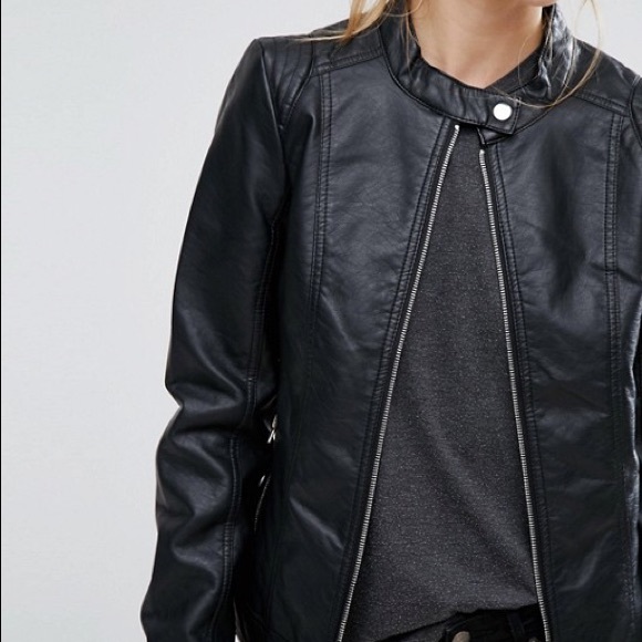 Vila Leather Look Biker Jacket - Picture 2 of 7